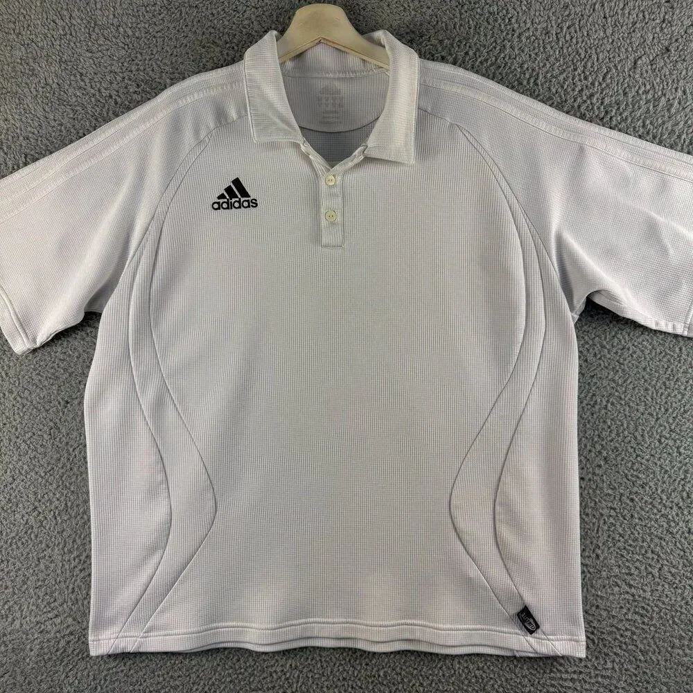 Adidas Climalite Golf Polo‎ Shirt Mens Extra Large White Golfer Soccer Futbol